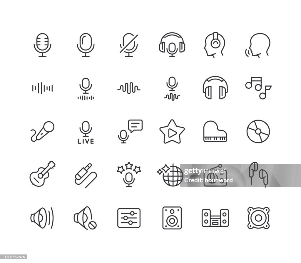 Iconos de línea de audio Trazo editable