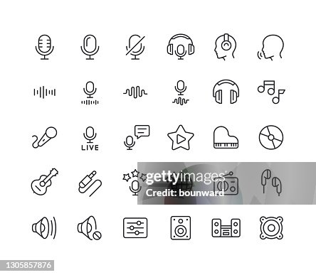 Audiolijnpictogrammen Bewerkbare lijn Audiolijnpictogrammen Bewerkbare lijn
