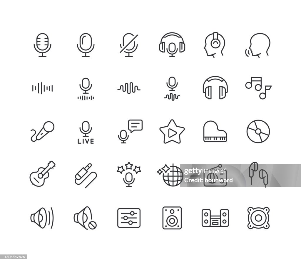 Audio Line Icons Editable Stroke