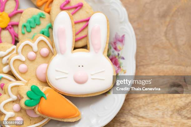 easter cookies - easter bunny stock pictures, royalty-free photos & images