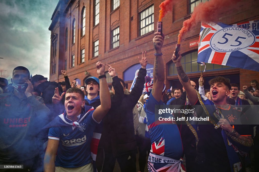 Rangers Fans Outside Ibrox