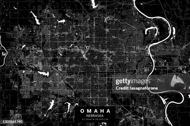 omaha, nebraska, usa vector map - nebraska state flag stock illustrations