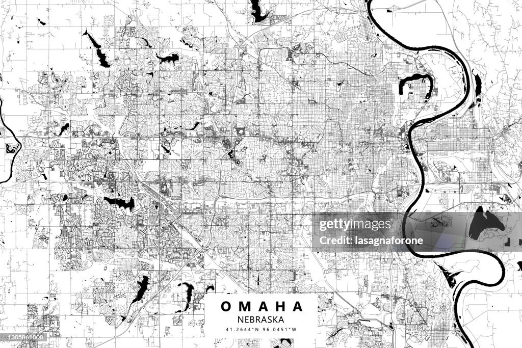 Omaha, Nebraska, de Vectorkaart van de V.S.