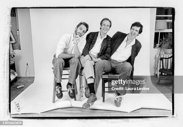 New Music Seminar co-founders L-R Tom Silverman, Mark Josephson and Joel Webber, pose for a portrait in 1984 in New York City, NY (Photo by Laura...