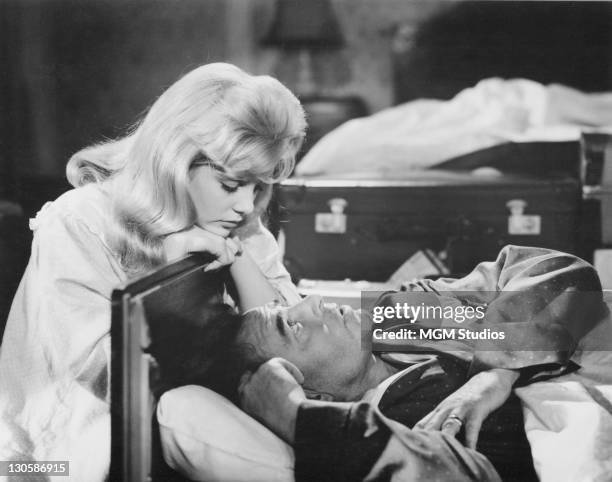 Sue Lyon as Dolores 'Lolita' Haze and James Mason as Humbert Humbert, in a scene from 'Lolita', directed by Stanley Kubrick, 1962.