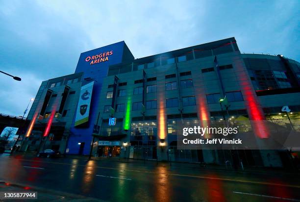 General view of Rogers Arena before the NHL game between the Vancouver Canucks and the Toronto Maple Leafs on March 4, 2021 in Vancouver, British...