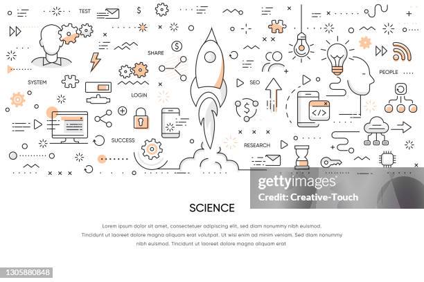 doodle work concept - spacecraft engineer stock illustrations