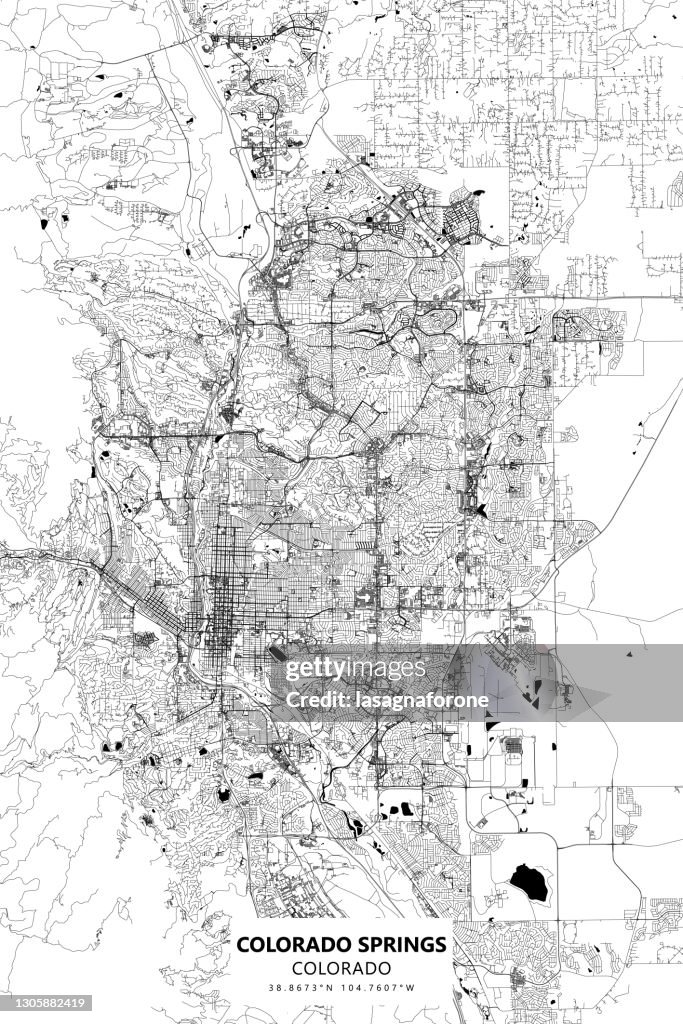 Colorado Springs, Colorado, USA Vector Map