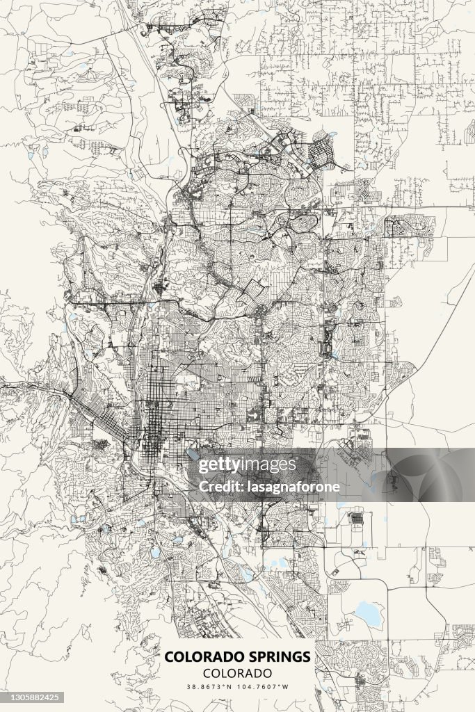 Colorado Springs, Colorado, USA Vector Map