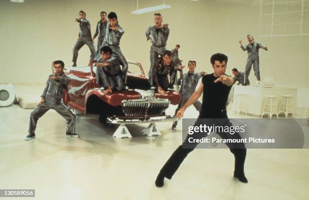 American actor John Travolta during the 'Greased Lightning' scene from the film, 'Grease', 1978.