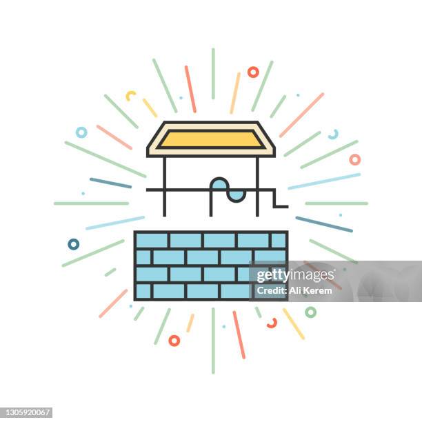 water hole line icon - pothole stock illustrations