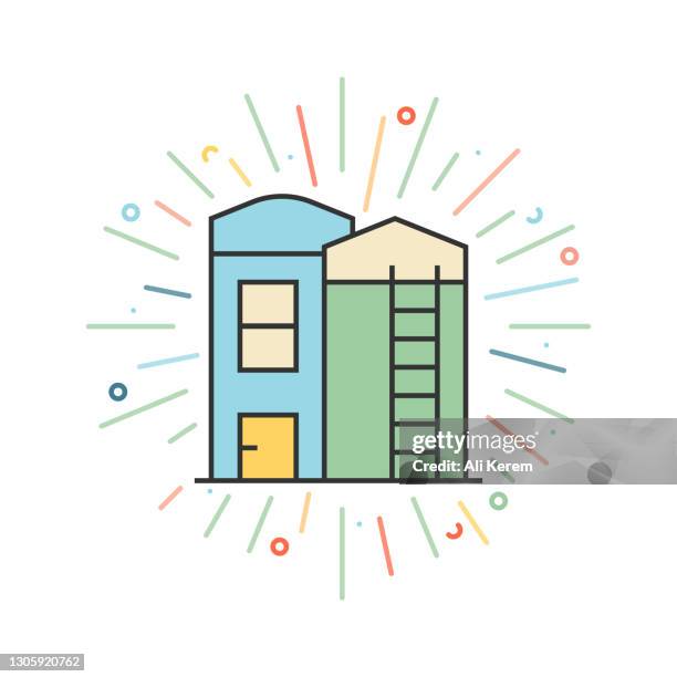 solid barn line icon - white barn stock illustrations