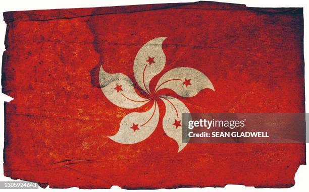 hong kong grunge flag - hong kong flag stock pictures, royalty-free photos & images