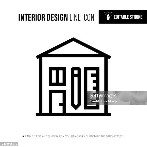interior design editable stroke line icon - interior designer stock illustrations