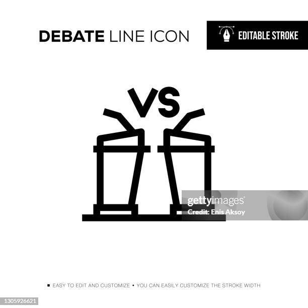debate editable stroke line icon - commentator stock illustrations