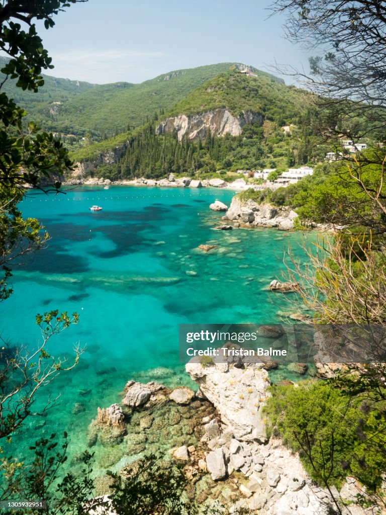Wandering paleokastritsa on the greek island of corfu during a golden summer afternoon.