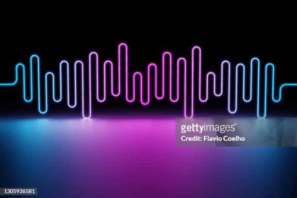 neon sound waves - dj mixer stock pictures, royalty-free photos & images