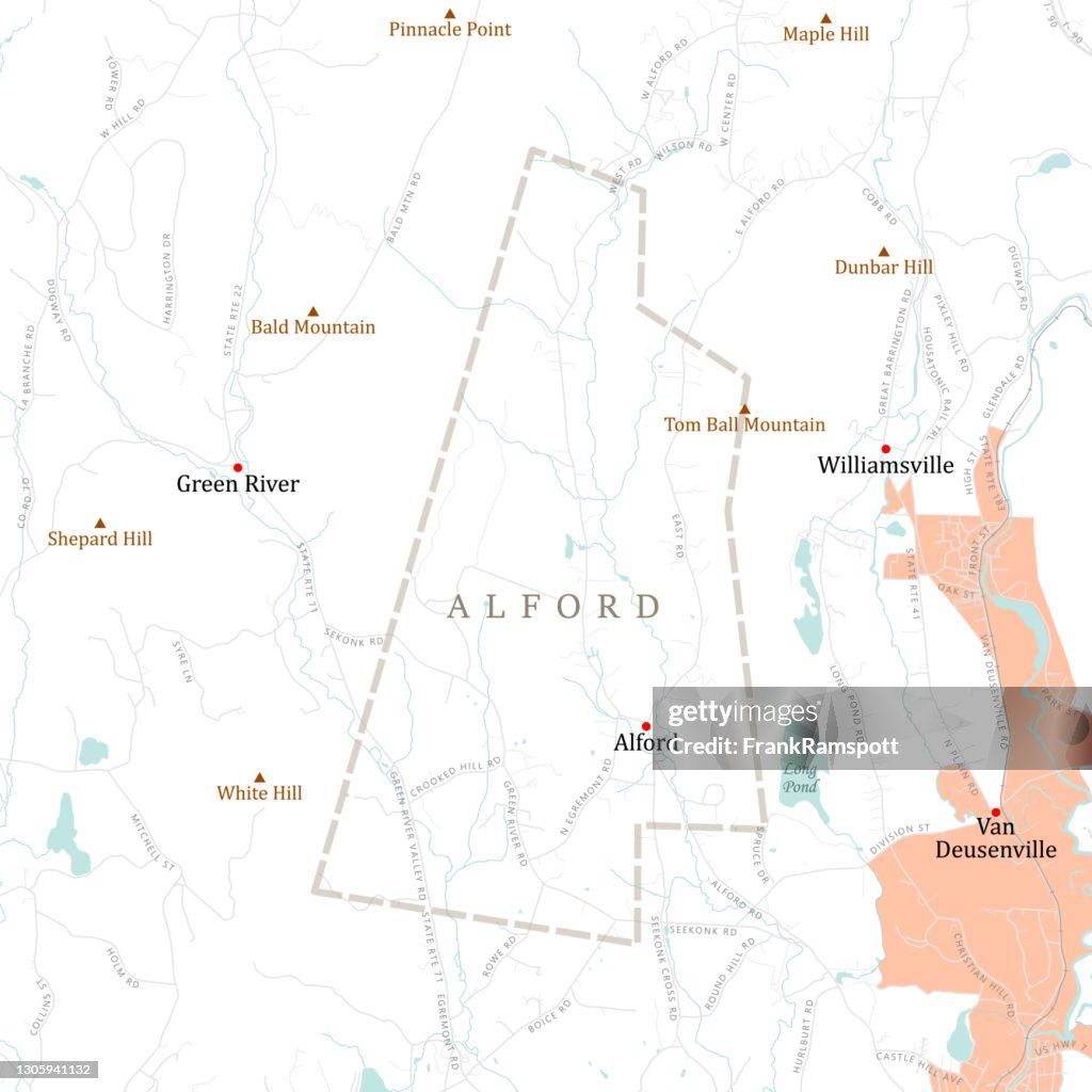 MA Berkshire Alford Vector Road Map
