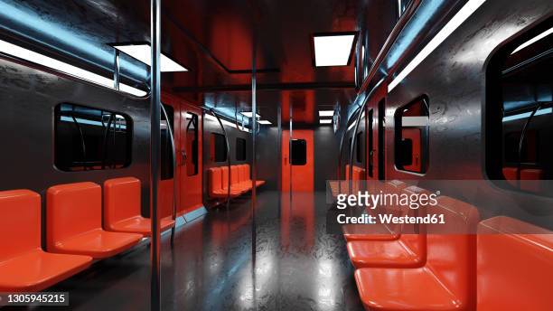 three dimensional render of interior of black and red subway train - 3d train点のイラスト素材／クリップアート素材／マンガ素材／アイコン素材
