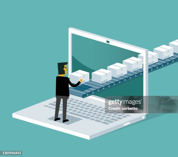 online delivery - laptop - ordering stock illustrations