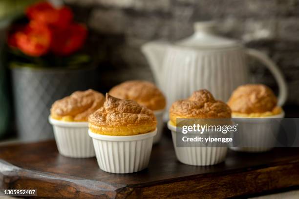 homemade souffle and afternoon tea - souffle stock pictures, royalty-free photos & images