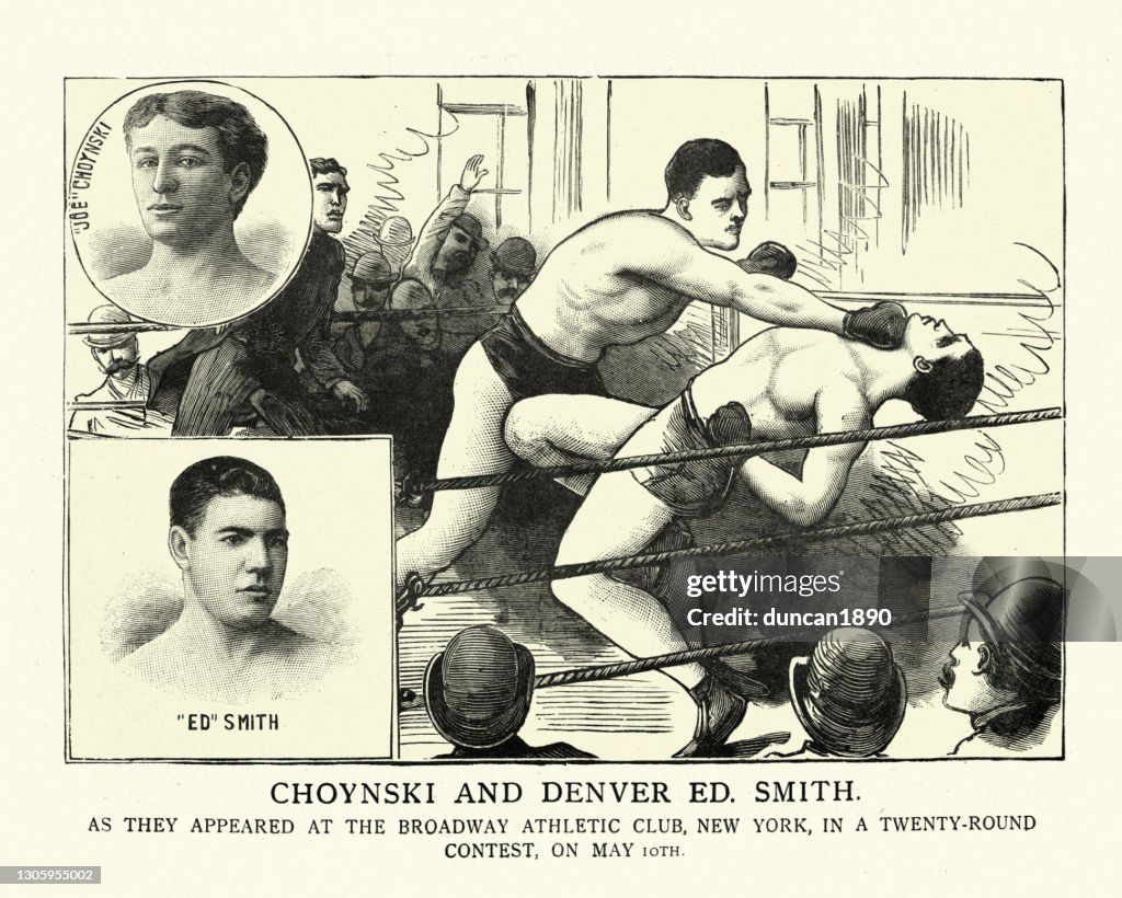 Victorian boxing bout, Joe Choynski vs Denver Ed Smith, New York, Boxers punching