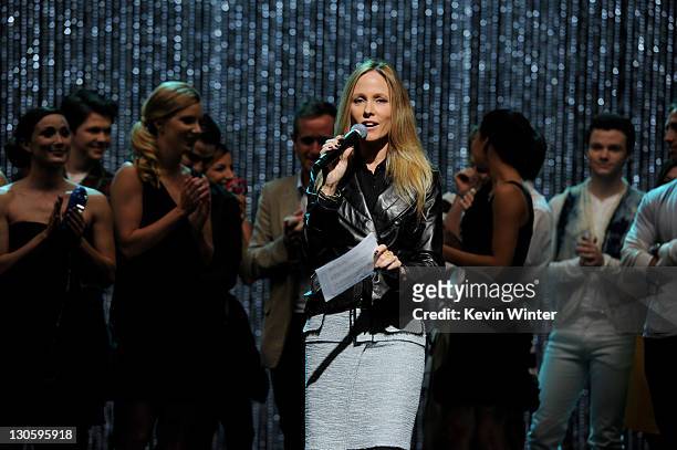 Dana Walden, Chairman, 20th Century Fox Television appears at the "GLEE" 300th musical performance special taping at Paramount Studios on October 26,...