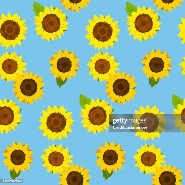 sunflower seamless pattern - sunflower stock illustrations