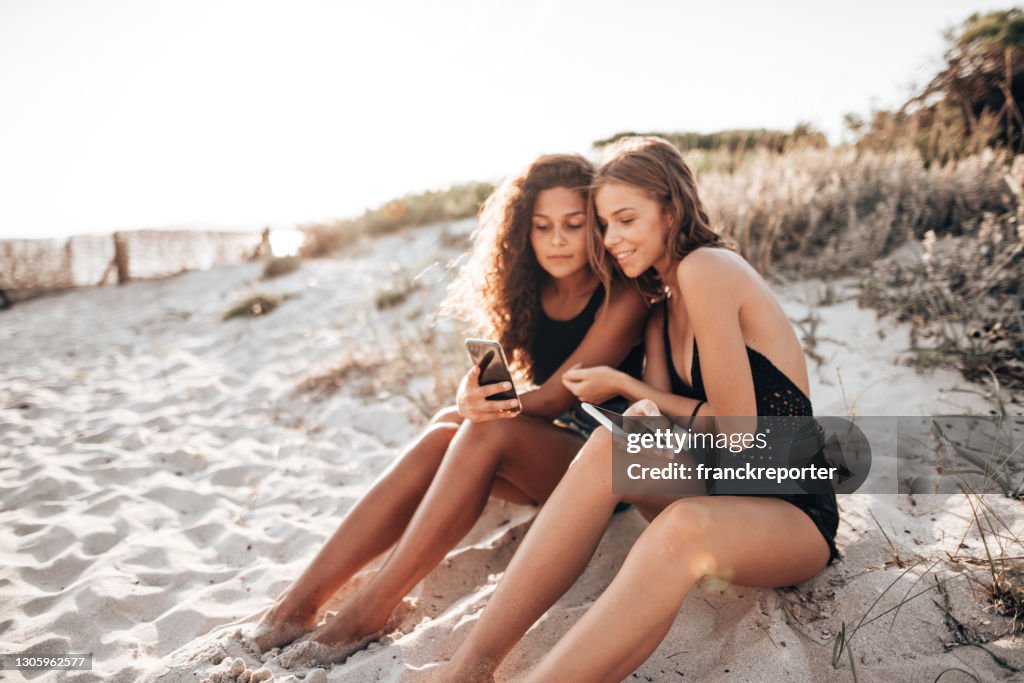 Millennials together at the beach