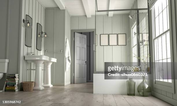 bathroom in new luxury home - toilet door stock pictures, royalty-free photos & images