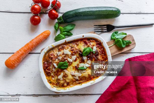 low carb zucchini lasagne - lasagne stock pictures, royalty-free photos & images