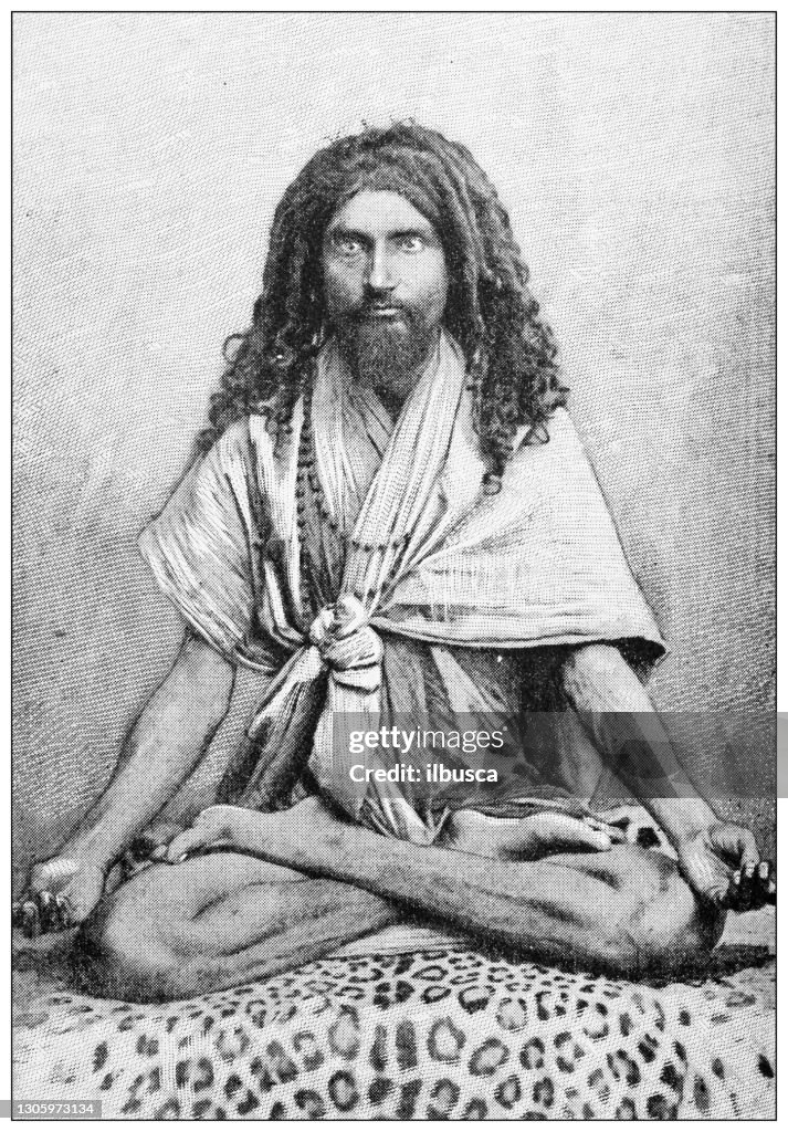 Antique black and white photograph: Fakir