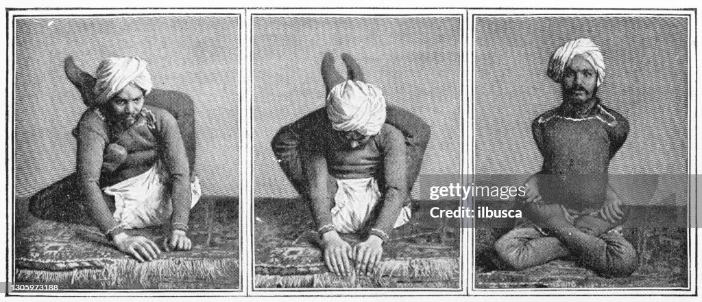 Antique black and white photograph: Fakir