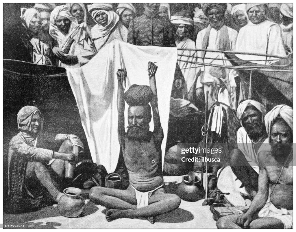 Antique black and white photograph: Fakir