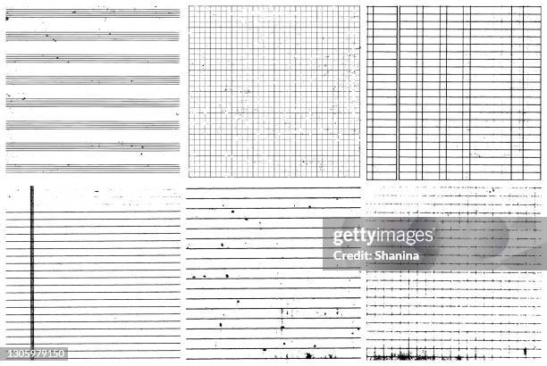 set of grunge lined and gridded papers backgrounds - grid stock illustrations