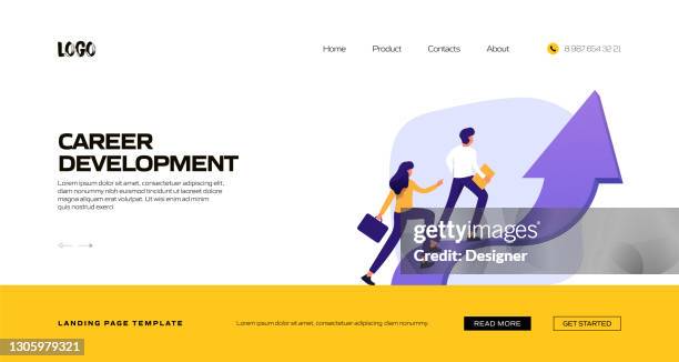 karriereentwicklungskonzept vektorillustration für landing page template, website banner, werbe- und marketingmaterial, online advertising, business presentation etc. - wachstum stock-grafiken, -clipart, -cartoons und -symbole