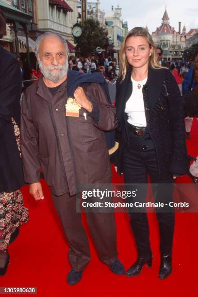 Sculptor Cesar Baldaccini a.k.a. Cesar and companion Stephanie Busuttil-Janssen attend the Opening Ceremony of Space Mountain at Disneyland Paris on...