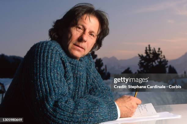 Roman Polanski works on his next Movie « The Double » on March 9, 1996 in Gstaad, Switzerland.