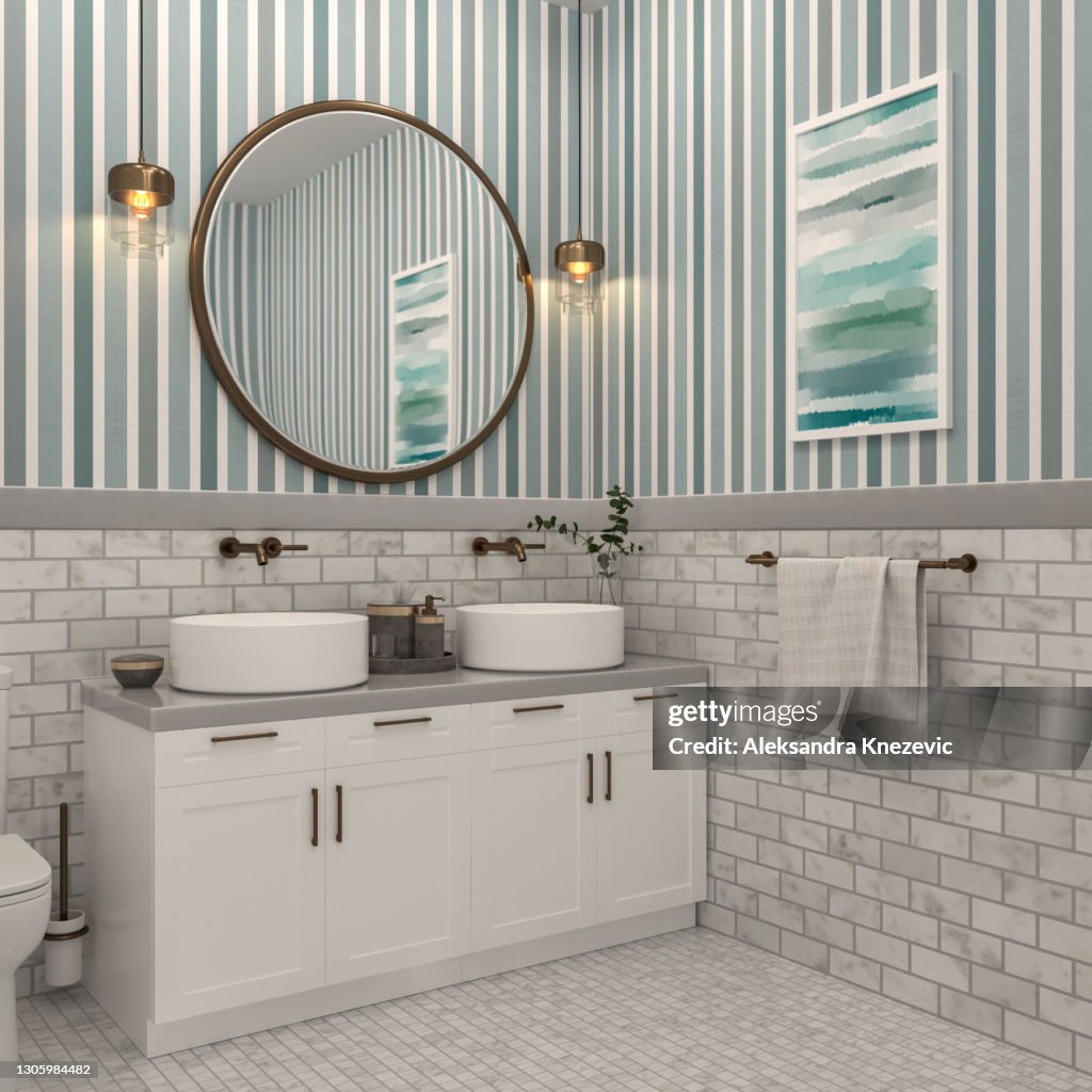 Small colorful bathroom