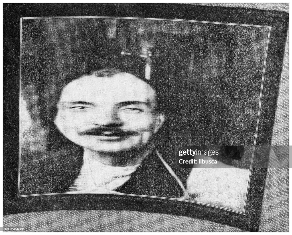 Antique black and white photograph: Distorting mirror