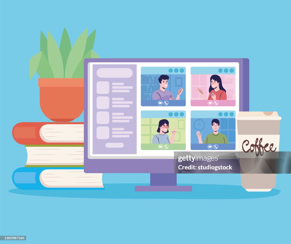 Computer Video Conferencing Graphics Video Conference Desktop High-Res Vector Graphic - Getty Images