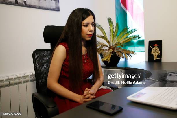 Shohreh Bayat attends the virtual 2021 International Women of Courage Award ceremony featuring special remarks by the First Lady, Dr. Jill Biden on...