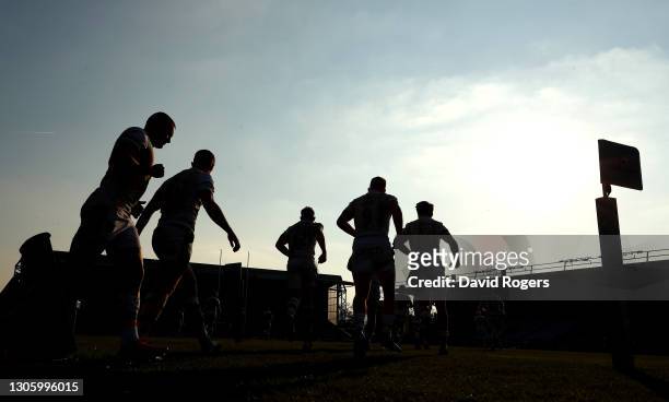 Silhouette of Northampton Saints as they take to the field during the Gallagher Premiership Rugby match between Harlequins and Northampton Saints at...