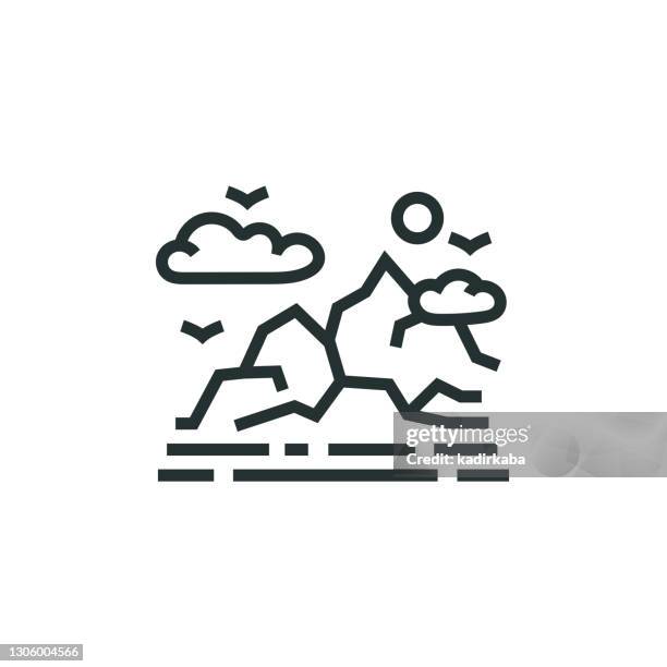 mountain line icon - grill top stock illustrations