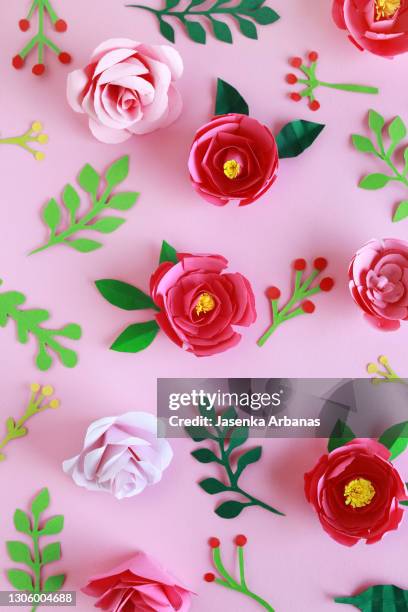 paper flowers - paper flower stock pictures, royalty-free photos & images