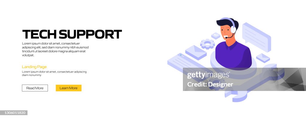 Tech Support Concept Vector Illustration For Website Banner ...