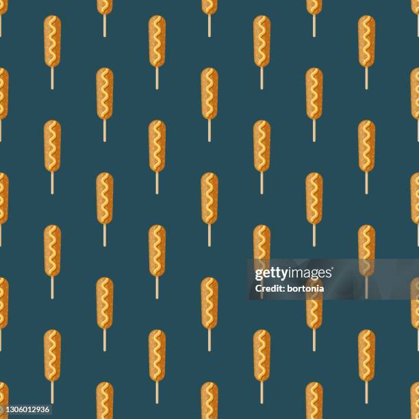 corn dog pattern - mustard sauce stock illustrations