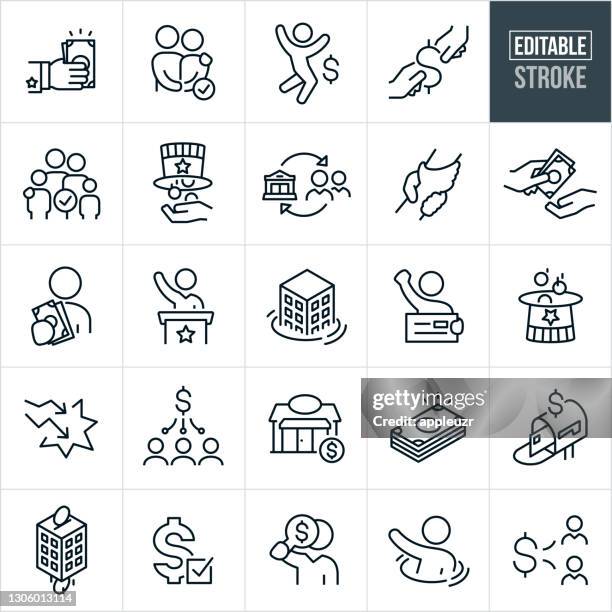 stockillustraties, clipart, cartoons en iconen met de dunne lijnpictogrammen van de hulp van de overheid - bewerkbare slag - government