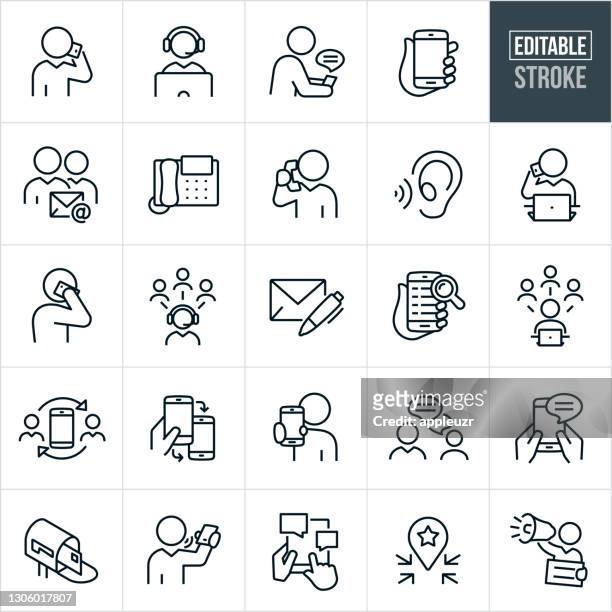 contact methods thin line icons - editable stroke - instant messaging stock illustrations