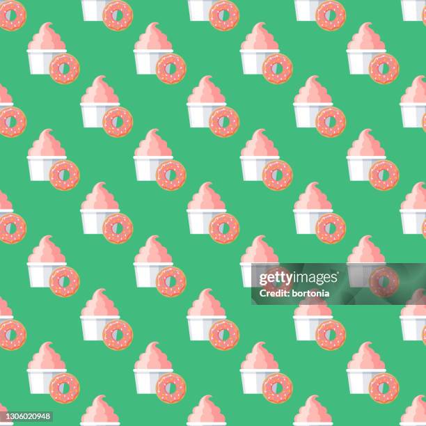 donut ice cream pattern - yoghurt pot stock illustrations